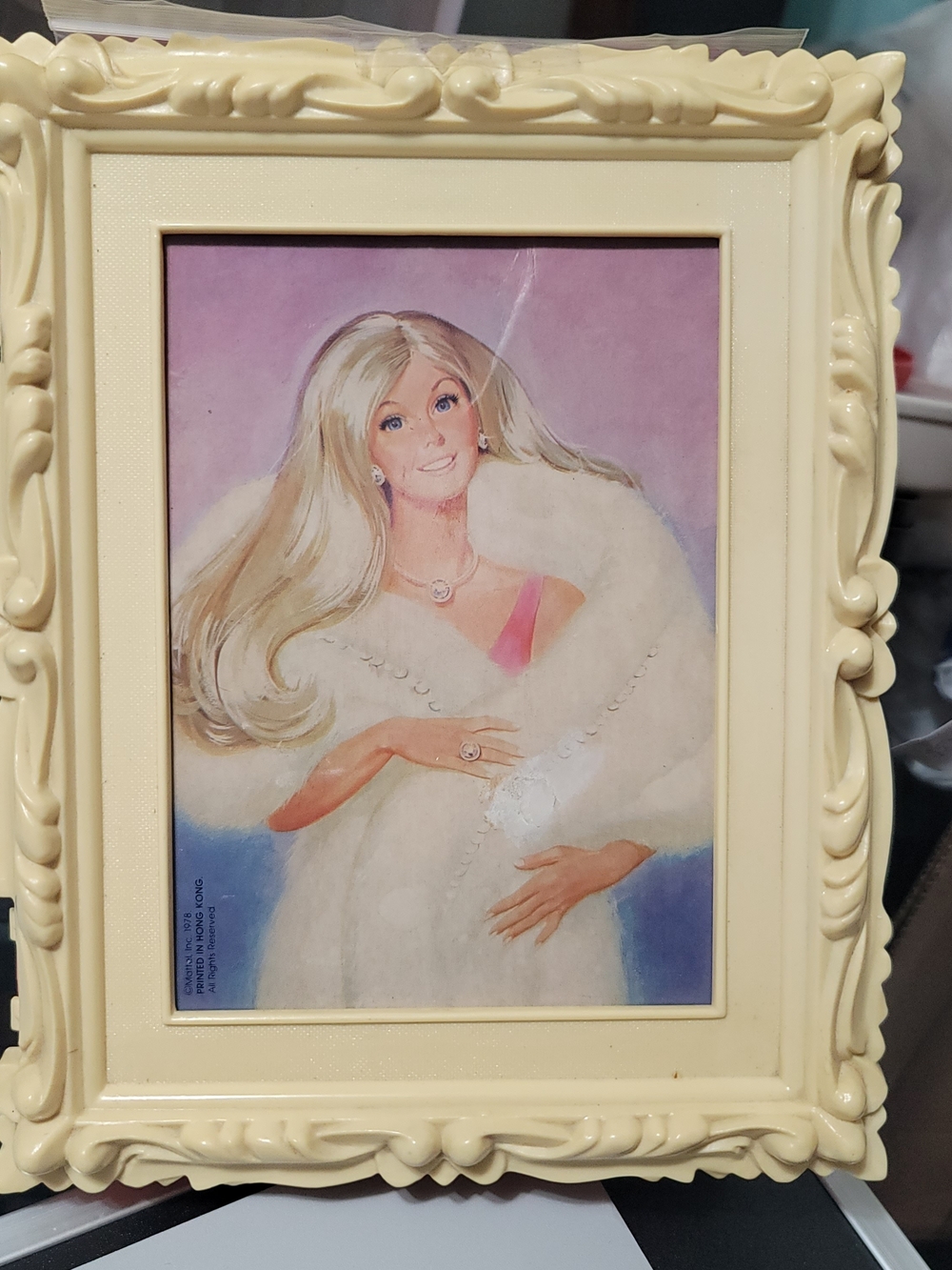 Vintage 1978 Mattel Barbie Picture Framed Wall Safe With Fur.